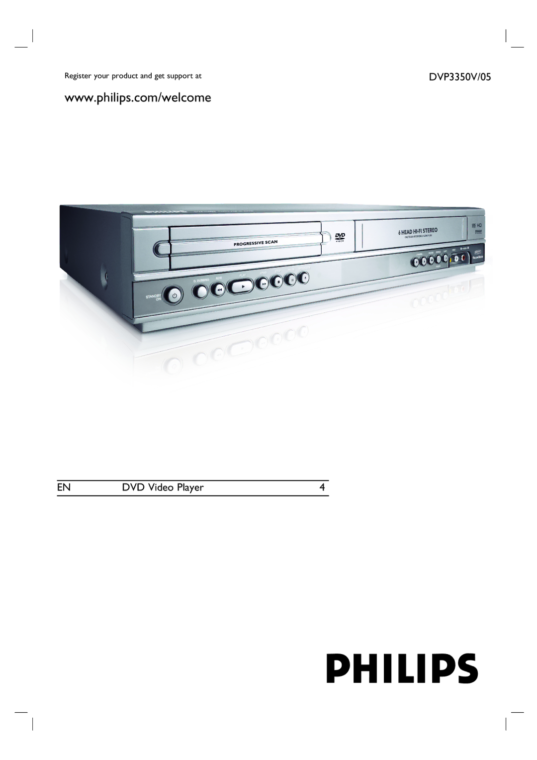 Philips DVP3350V/05 user manual DVD Video Player, Register your product and get support at 