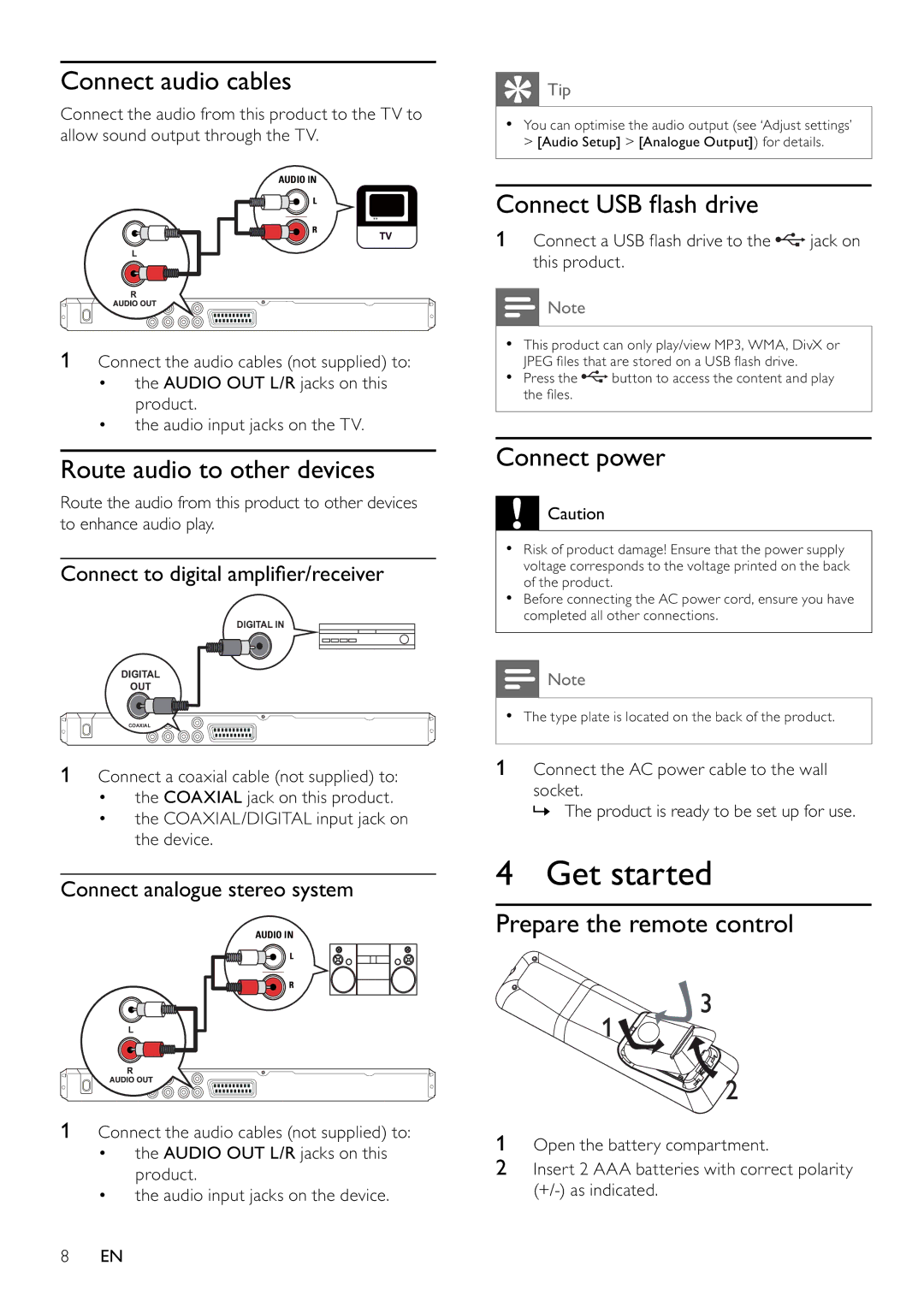 Philips DVP3354/12 user manual Get started 