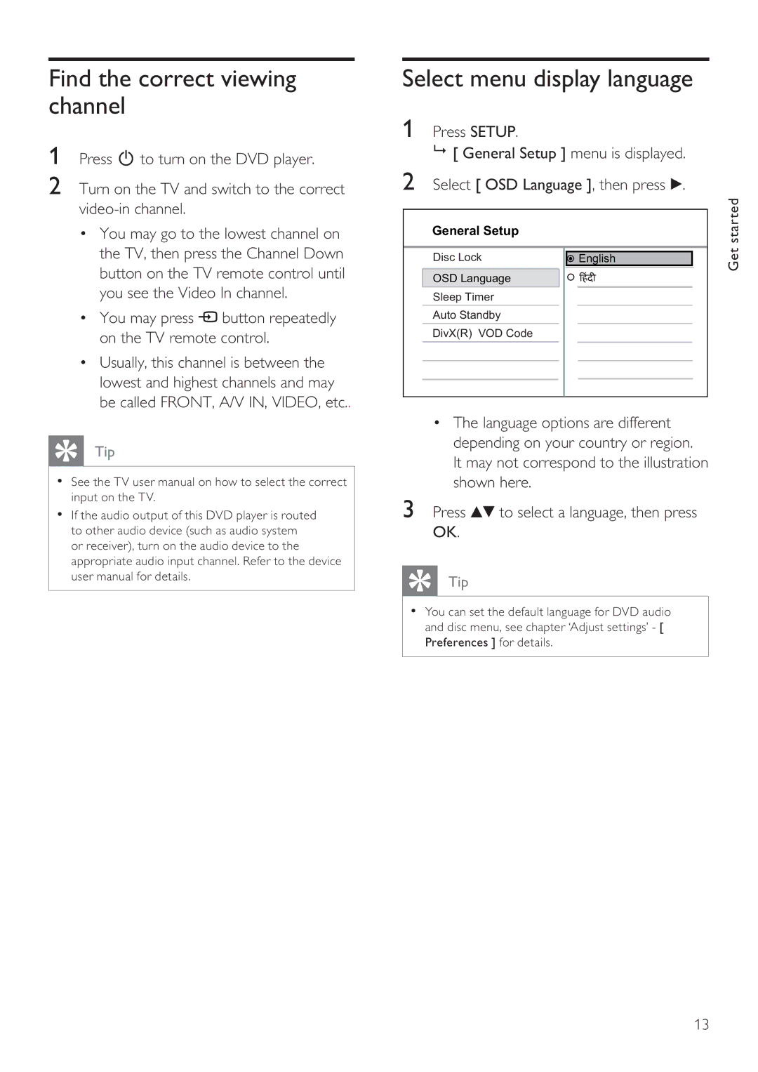 Philips DVP3356X/94 Find the correct viewing channel, You may press button repeatedly on the TV remote control 