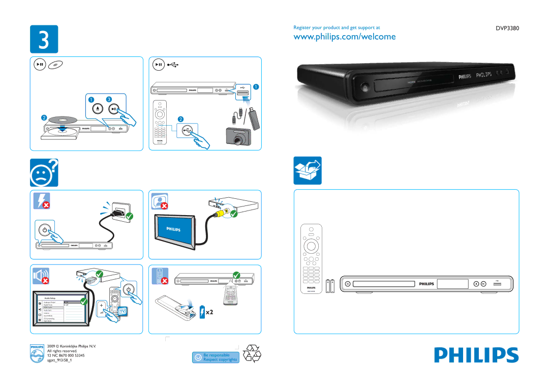 Philips DVP3380/58 manual Audio Setup 