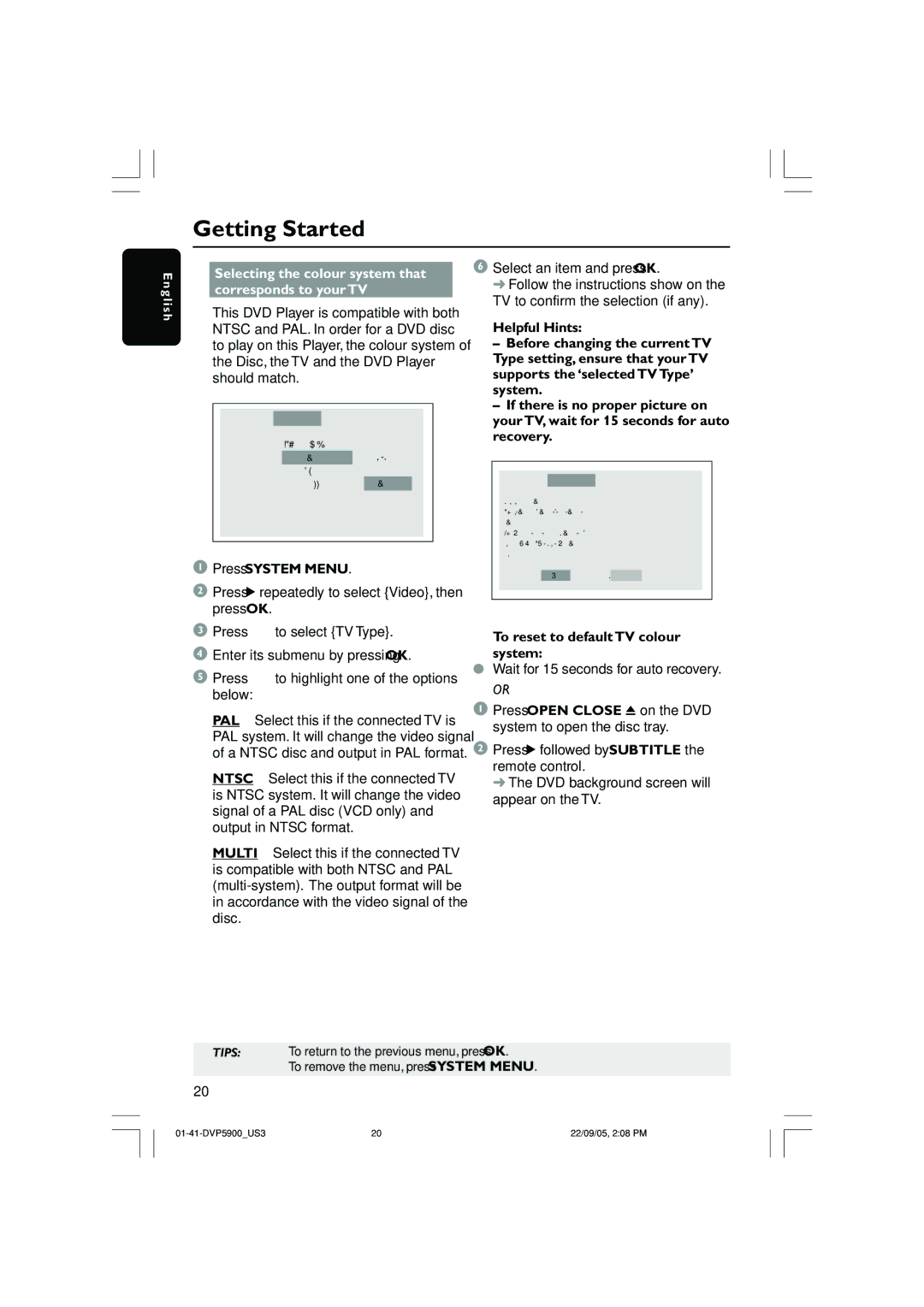 Philips DVP3500 user manual Selecting the colour system that corresponds to your TV, To reset to default TV colour system 