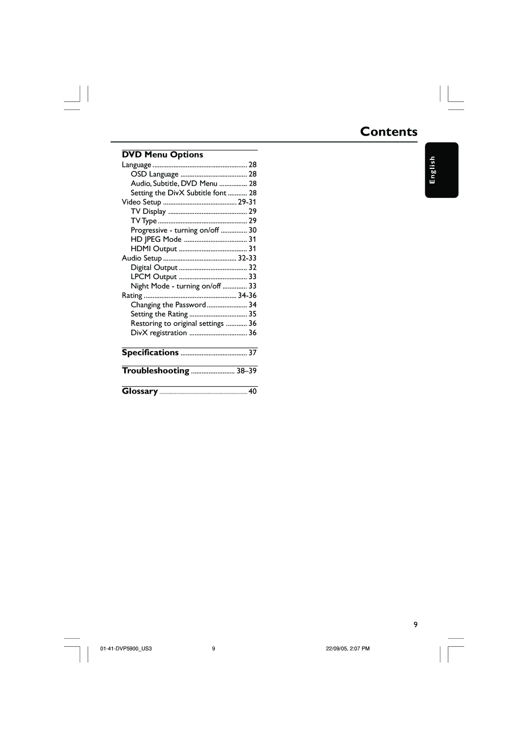 Philips DVP3500 user manual DVD Menu Options, Troubleshooting 