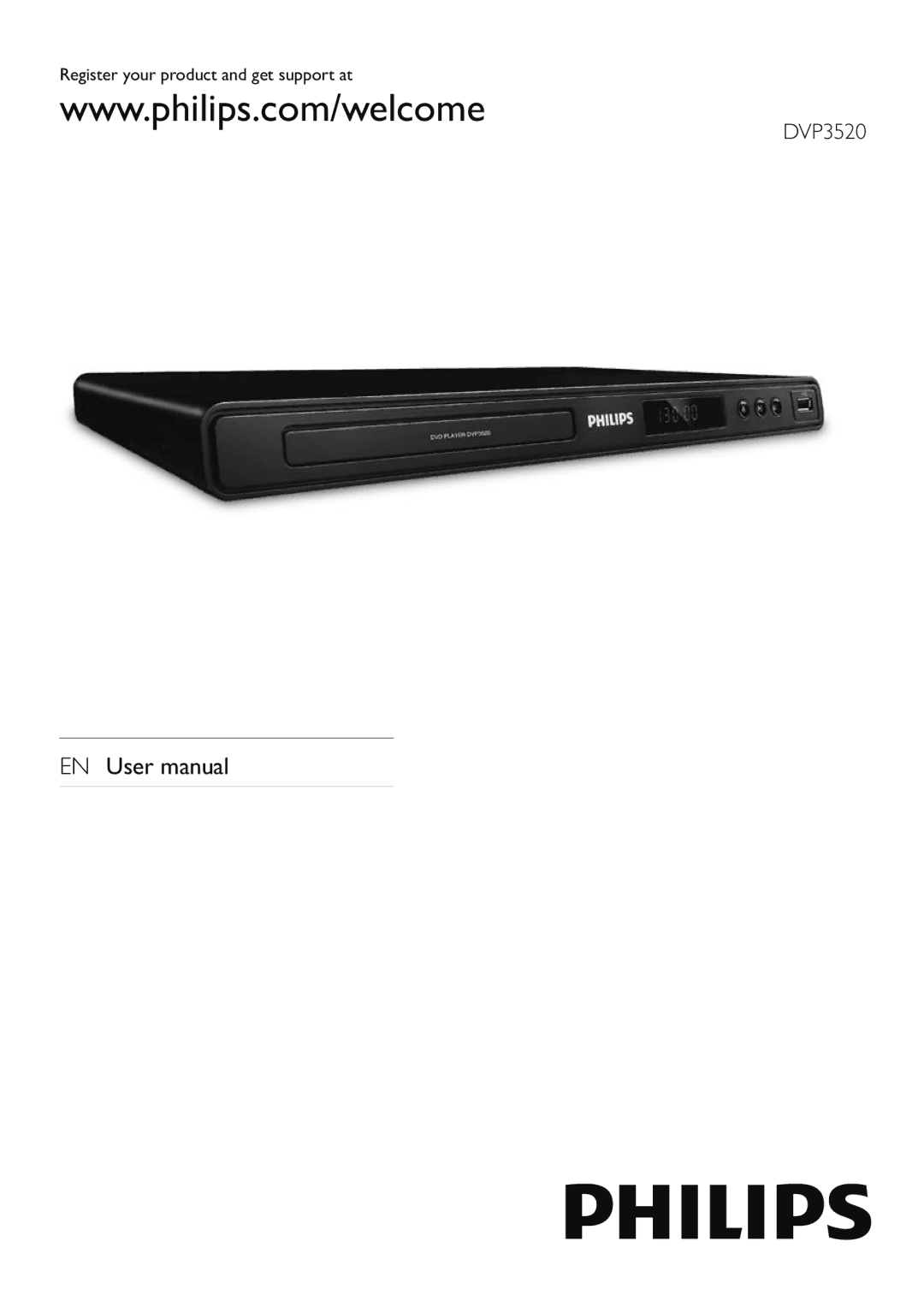 Philips DVP3520/94 user manual Register your product and get support at 