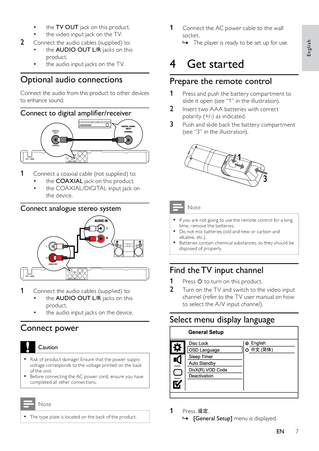 Philips DVP3520K/93 user manual Get started 