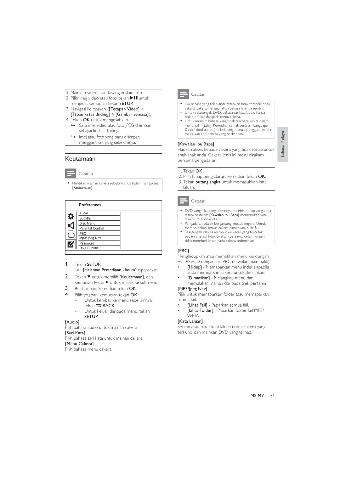 Philips HTP3520K/98, DVP3520K/98 user manual Keutamaan, Pbc 