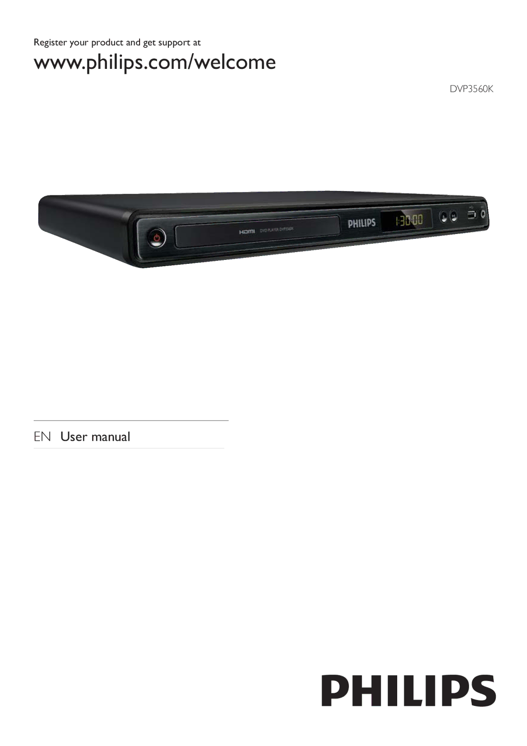 Philips DVP3560KX/77 user manual Register your product and get support at DVP3560K 