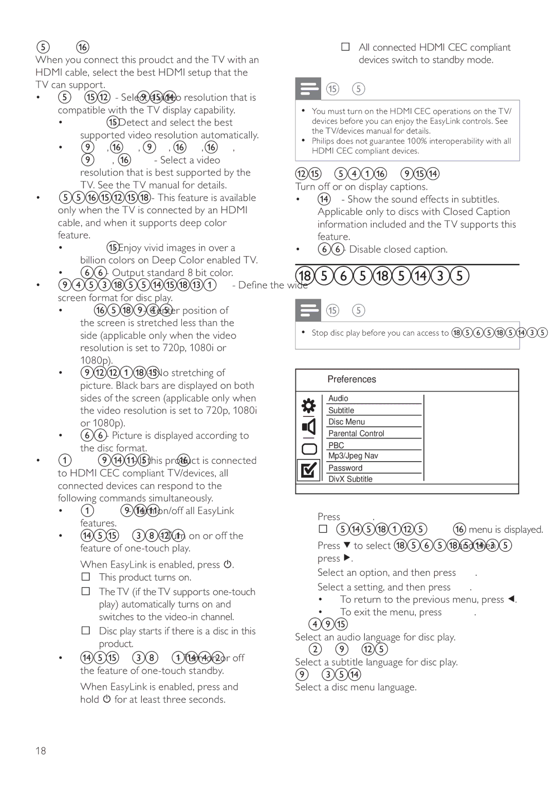 Philips DVP3560KX/77 user manual Preferences, » Disc play starts if there is a disc in this product 