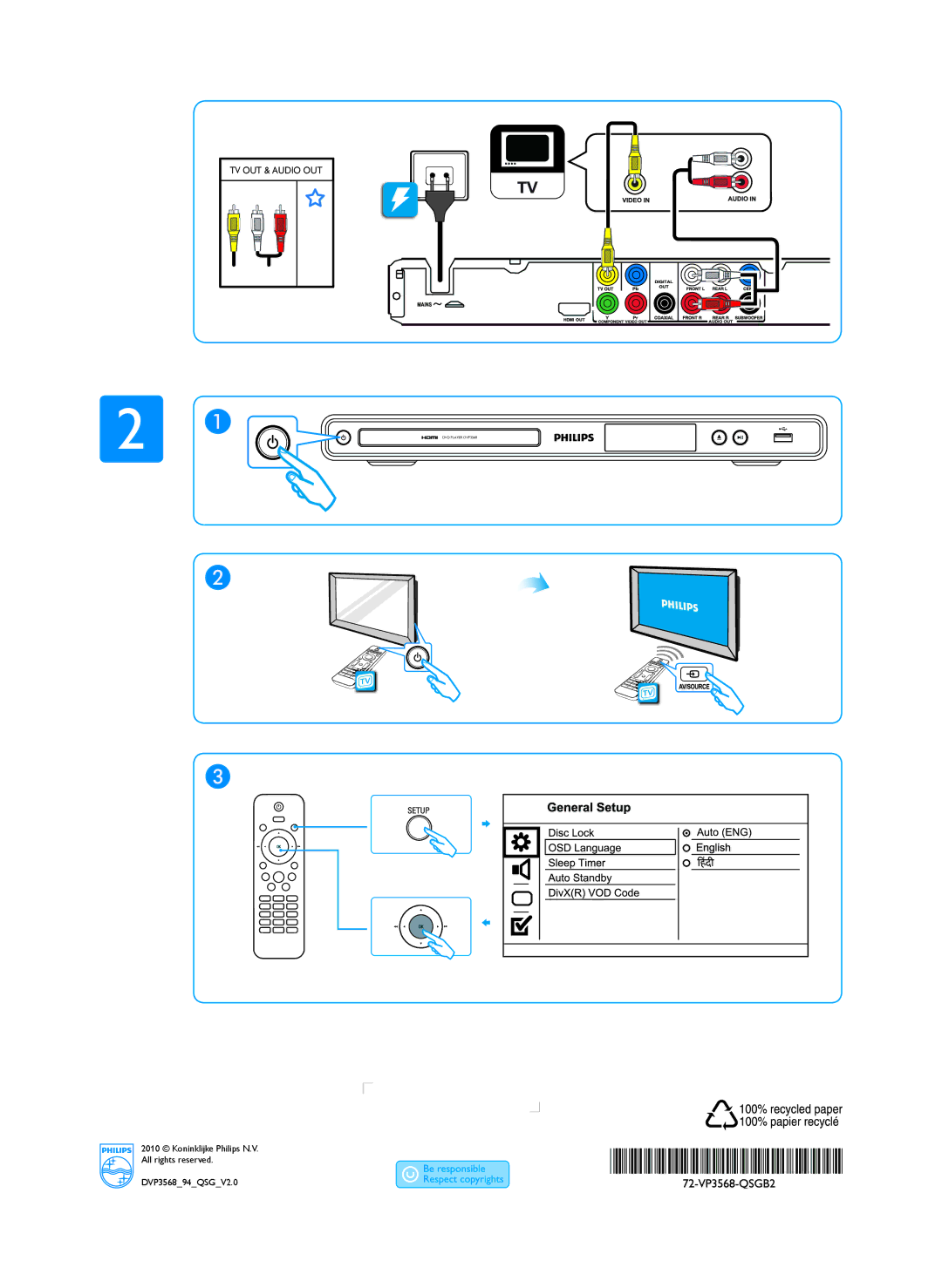 Philips DVP3568X/94 manual TV OUT & Audio OUT 