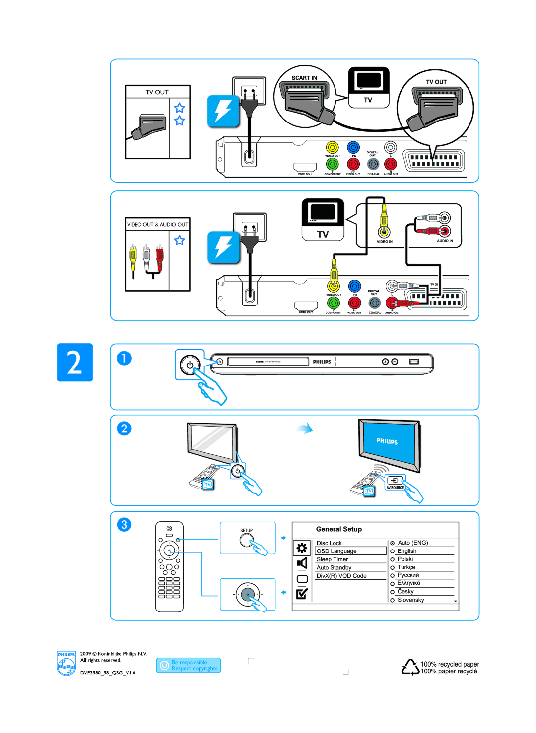 Philips DVP3580/58 manual Tv Out 