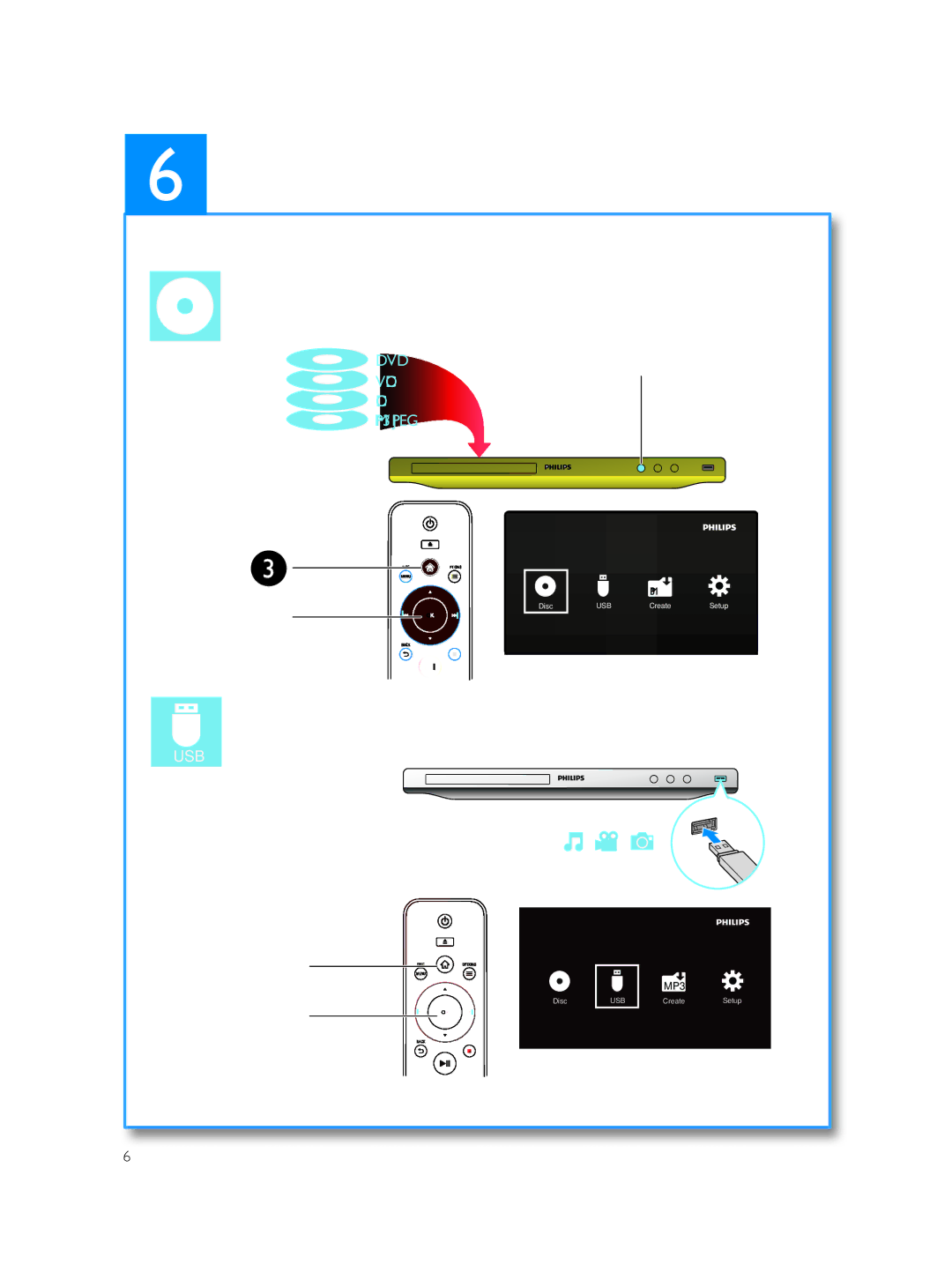 Philips DVP3608 user manual Usb 