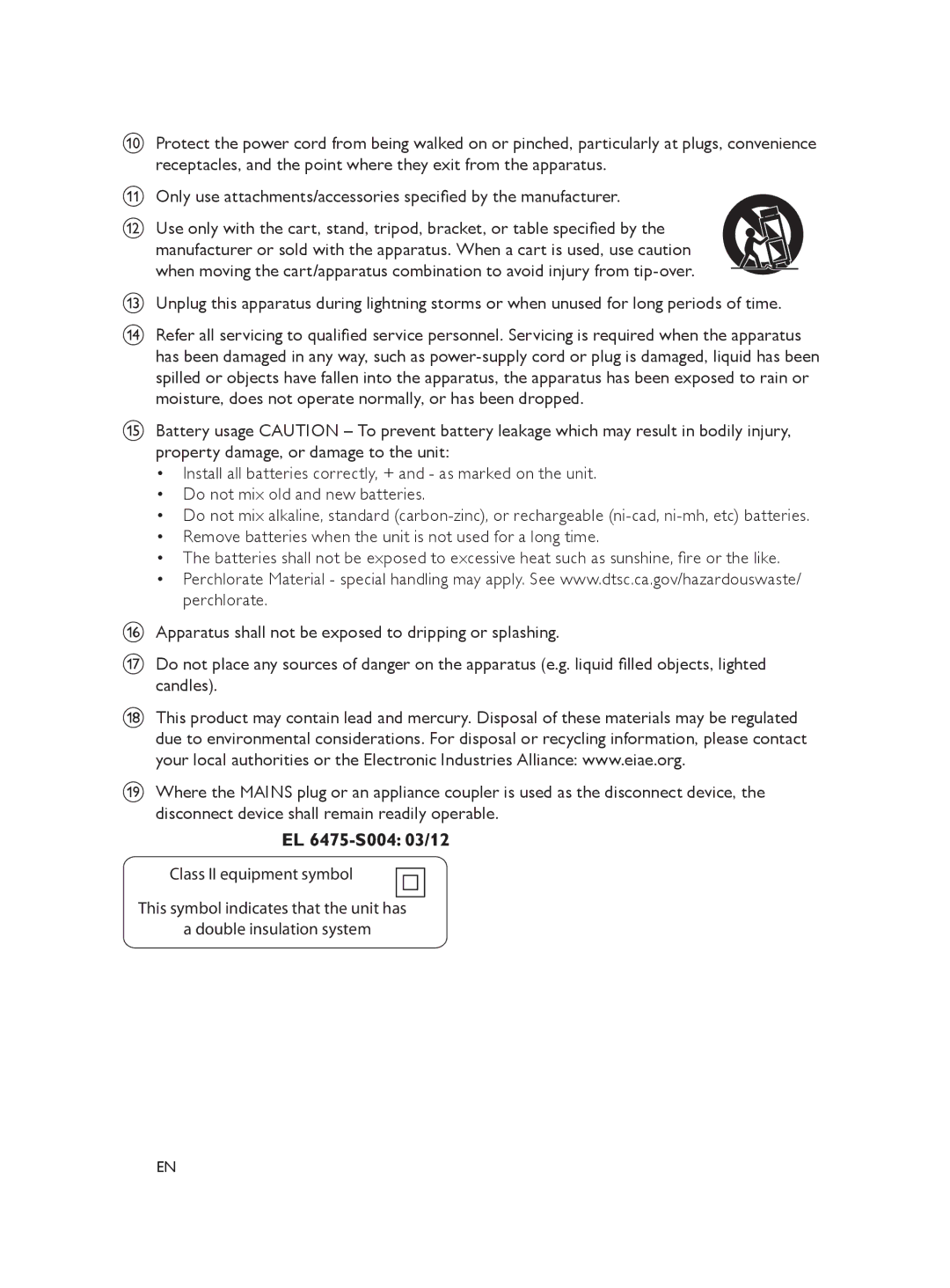 Philips DVP3620 user manual Class II equipment symbol 