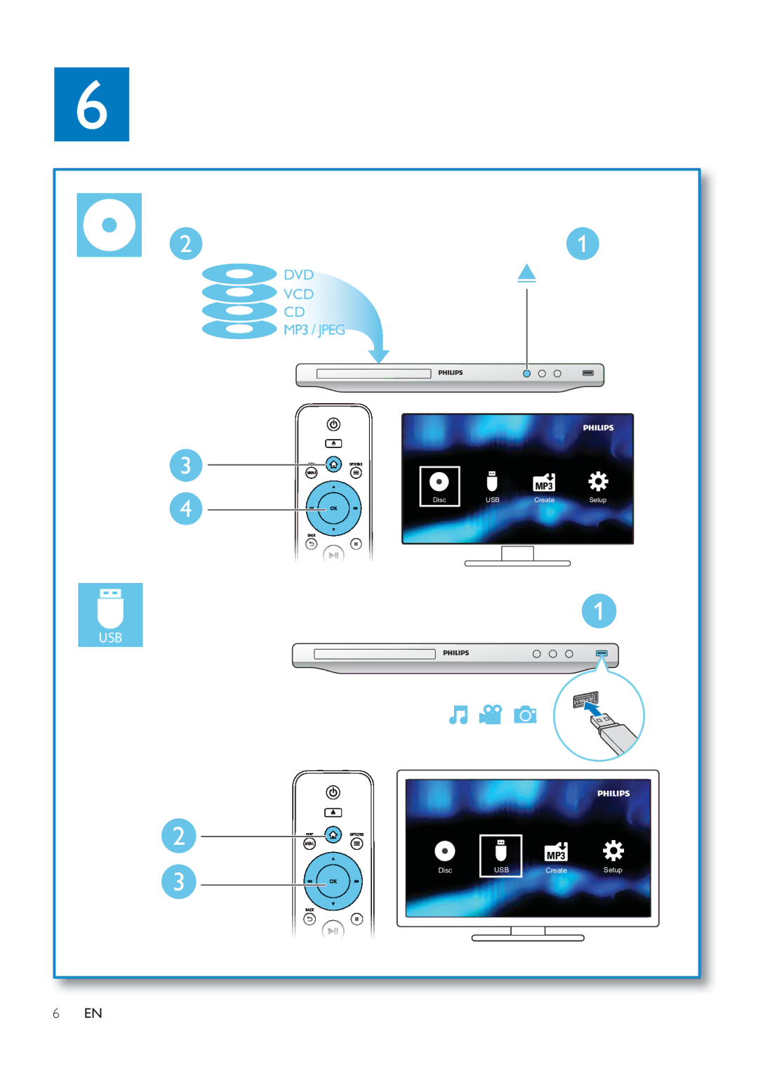 Philips DVP3620 user manual Usb 