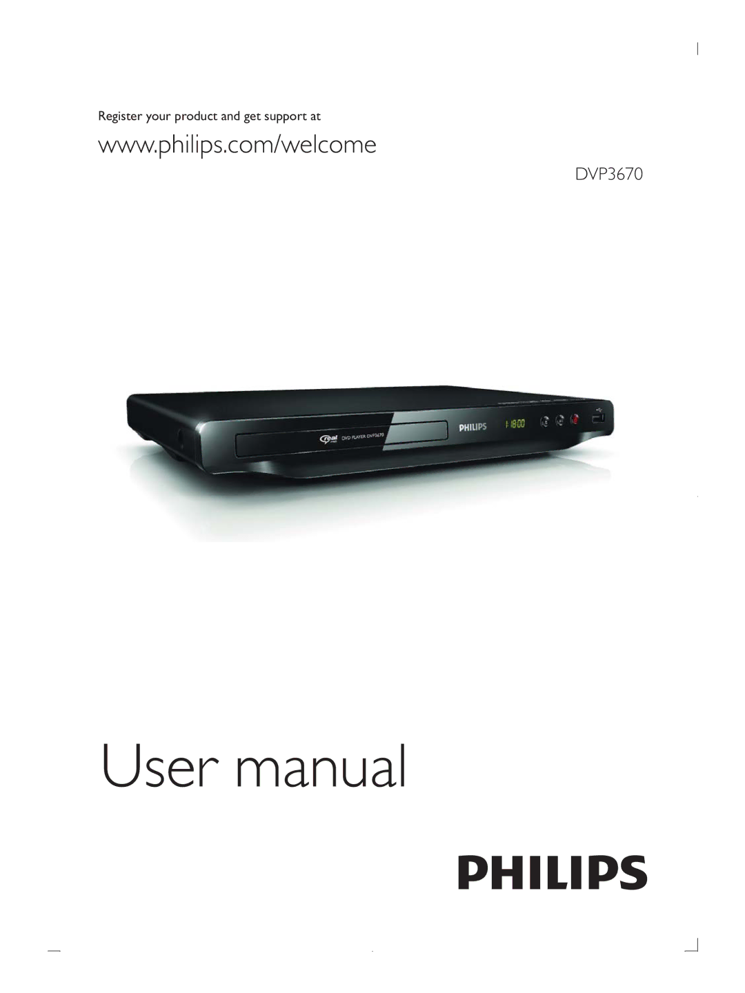 Philips DVP3670 user manual Register your product and get support at 