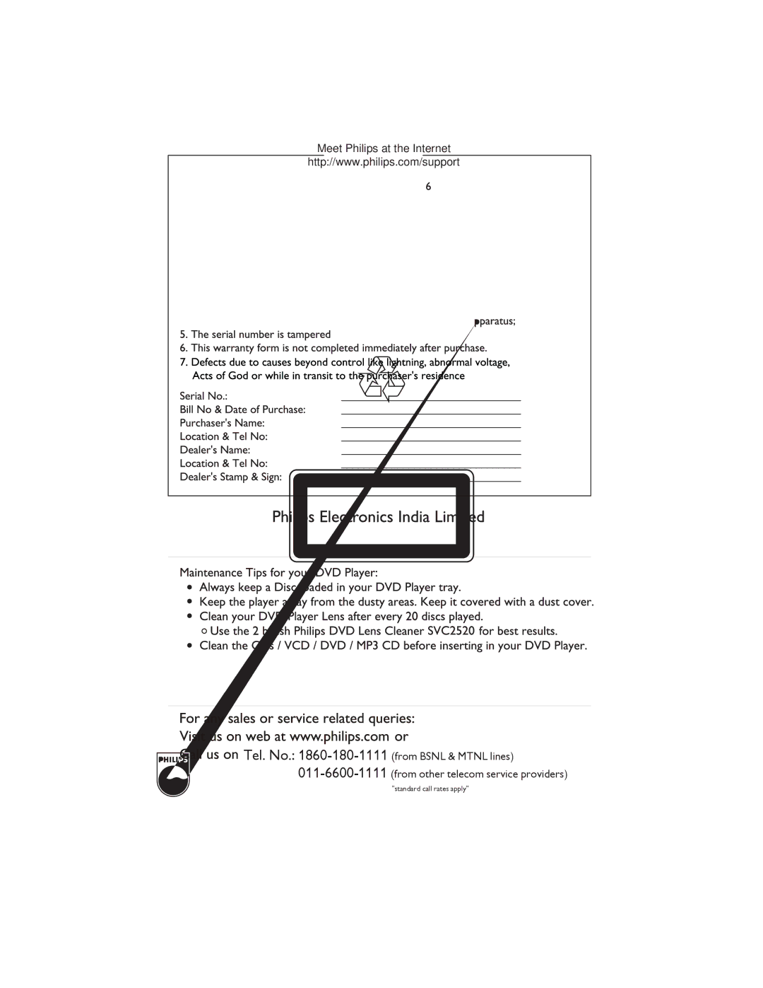 Philips DVP3721X/94 user manual Class Laser Product 