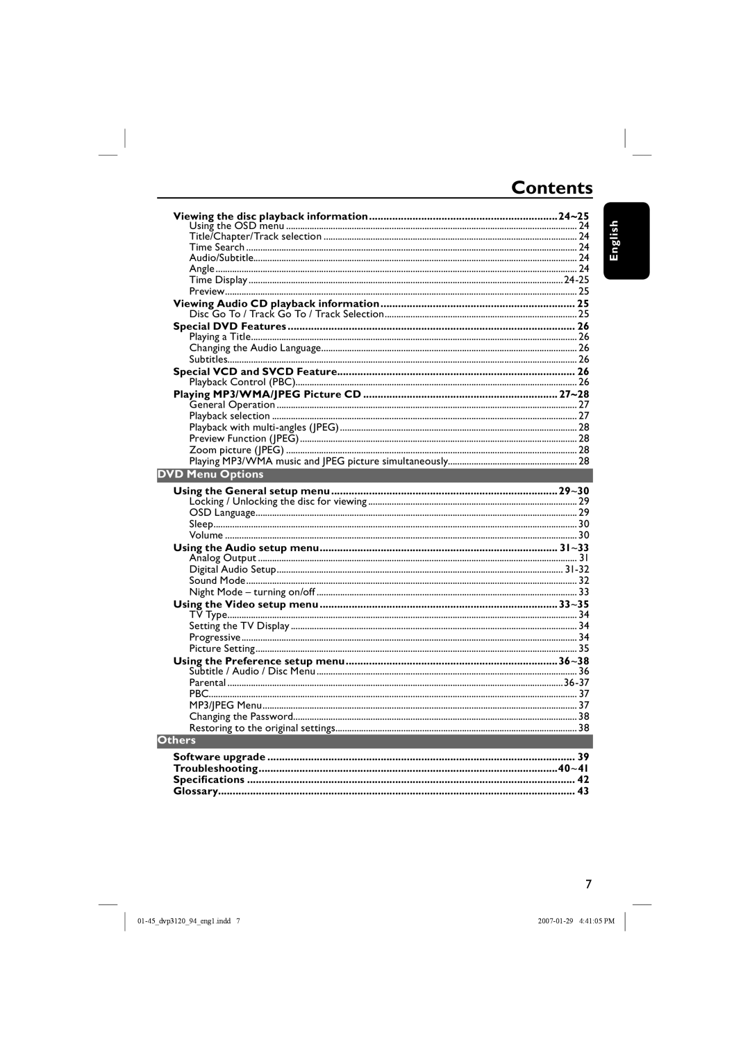 Philips DVP3721X/94 user manual DVD Menu Options, Others 