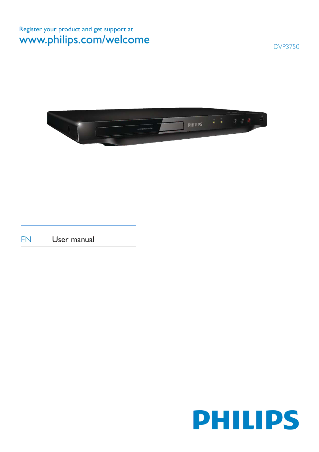 Philips user manual Register your product and get support at DVP3750 