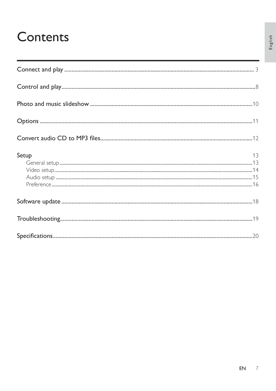 Philips DVP3750 user manual Contents 