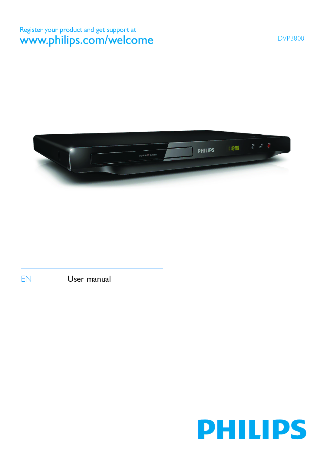 Philips user manual Register your product and get support at DVP3800 