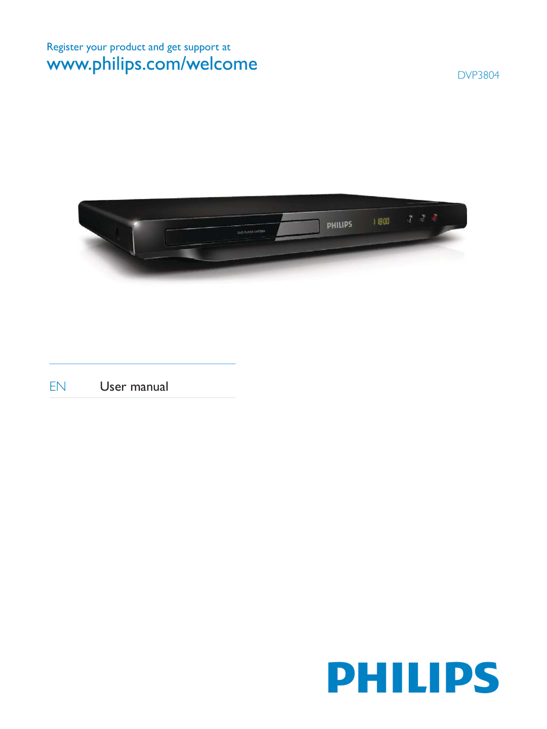 Philips user manual Register your product and get support at DVP3804 