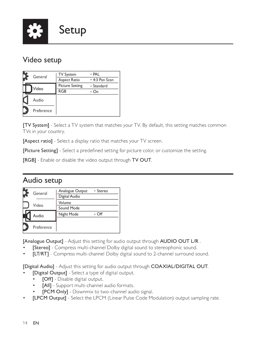 Philips DVP3804 user manual Video setup 