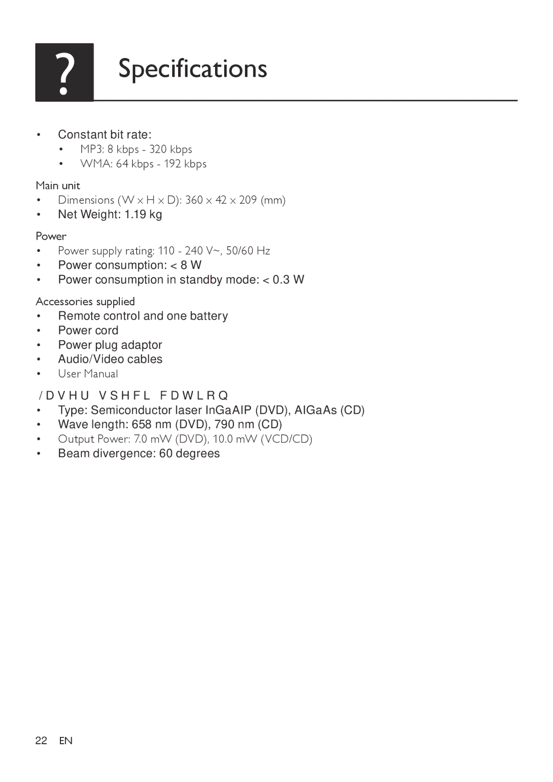 Philips DVP3820 user manual 22 EN 