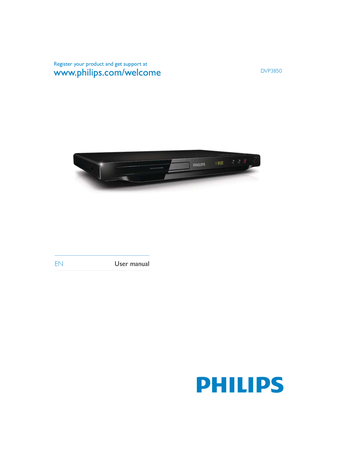 Philips user manual Register your product and get support at DVP3850 