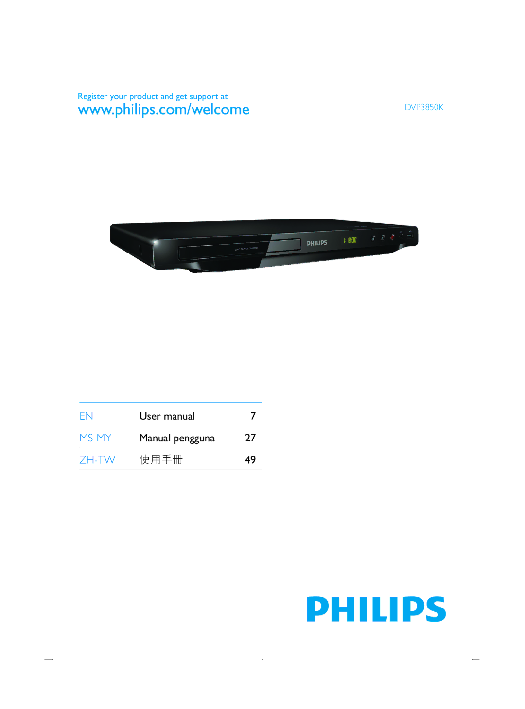 Philips DVP3850K user manual Ms-My 