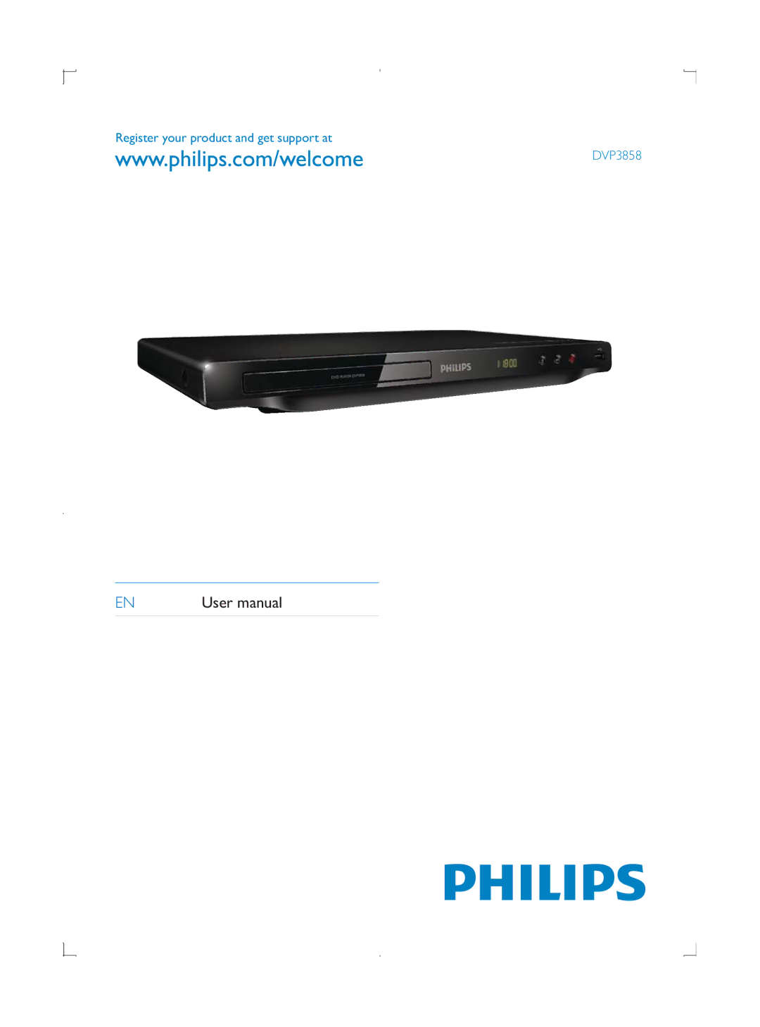 Philips user manual Register your product and get support at DVP3858 