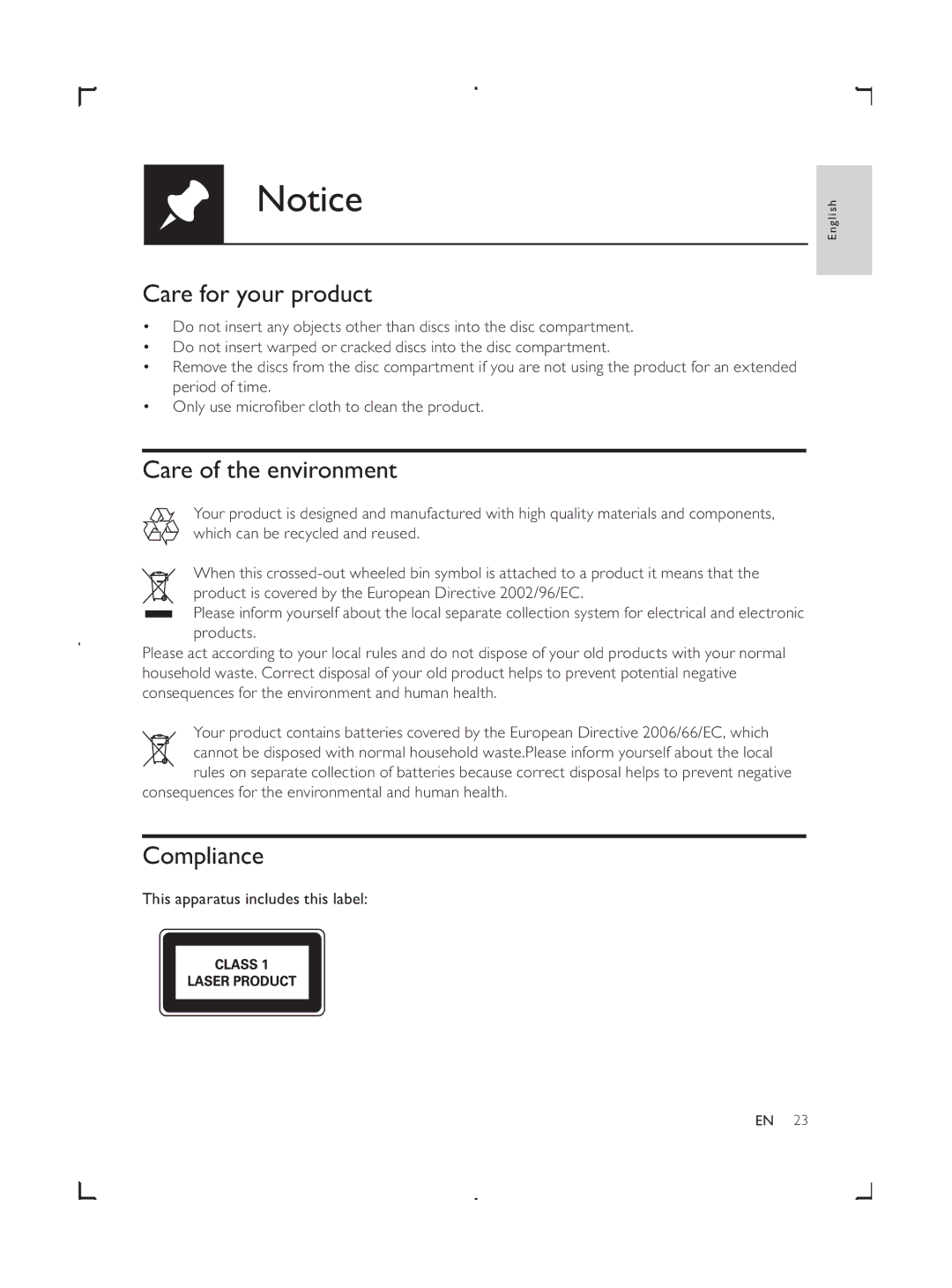 Philips DVP3858 user manual Care for your product, Care of the environment, Compliance 