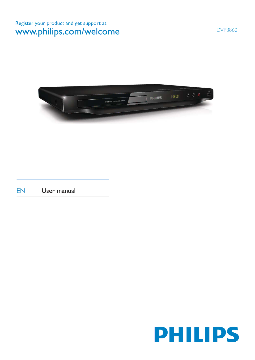 Philips user manual Register your product and get support at DVP3860 