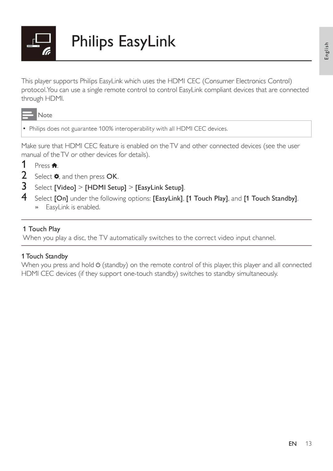 Philips DVP3860 user manual Philips EasyLink 