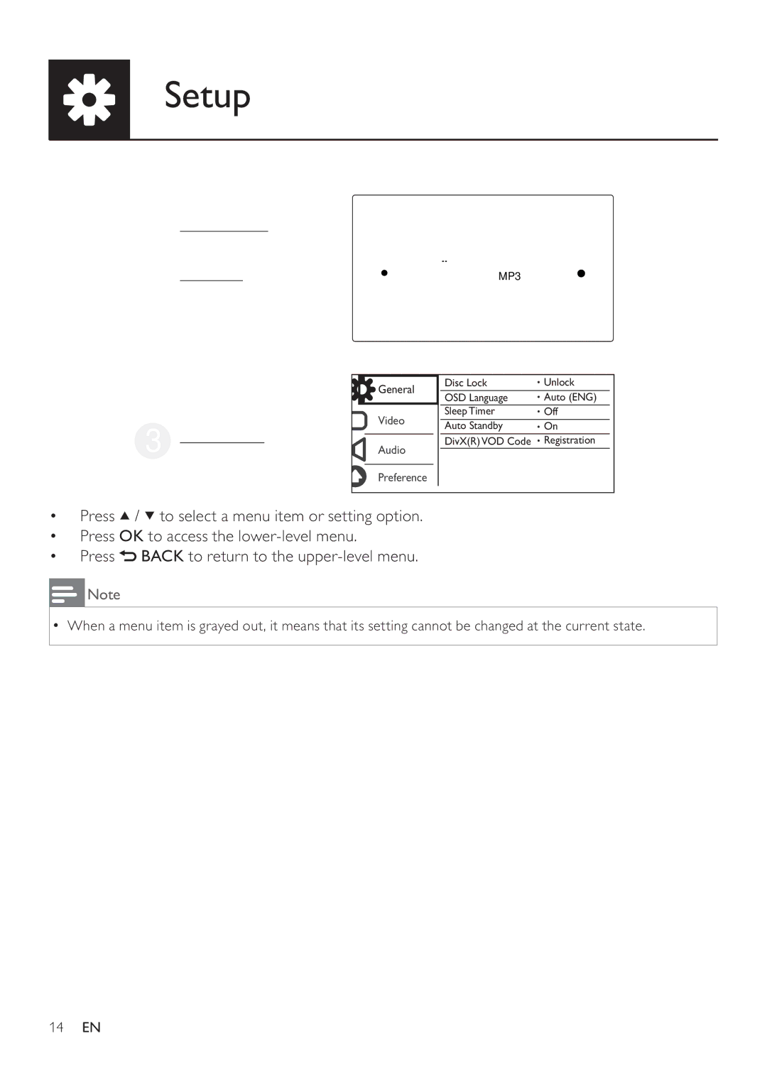 Philips DVP3860 user manual Setup, Preference 