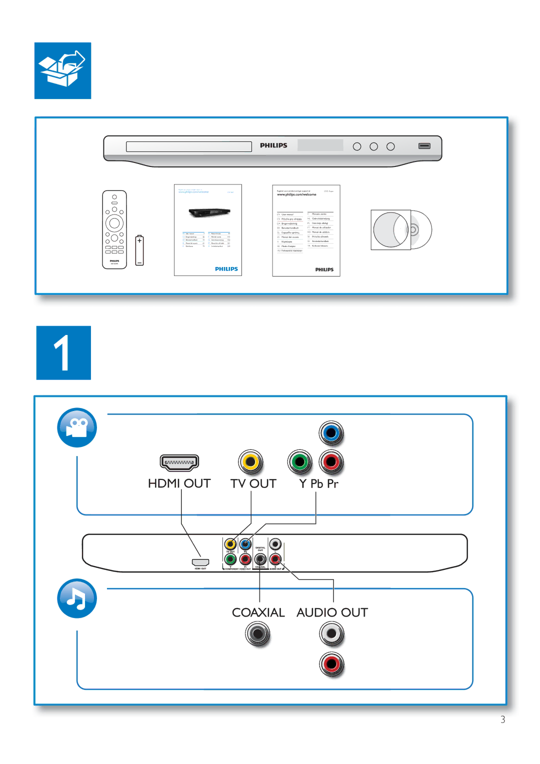 Philips DVP3860 user manual Hdmi OUT TV OUT 