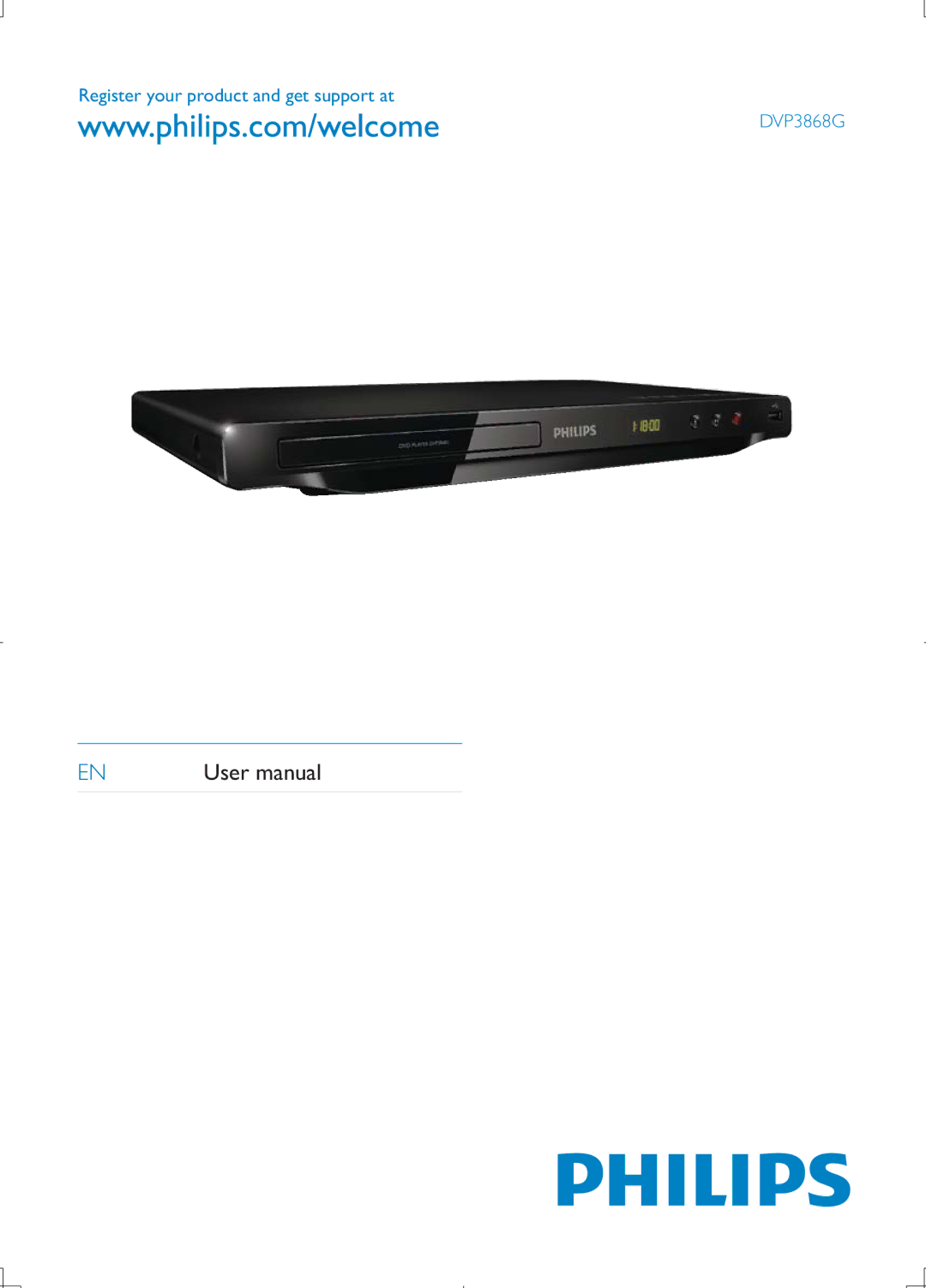 Philips user manual Register your product and get support at DVP3868G 