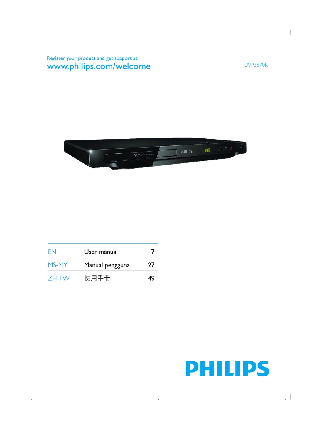 Philips DVP3870K user manual Ms-My 