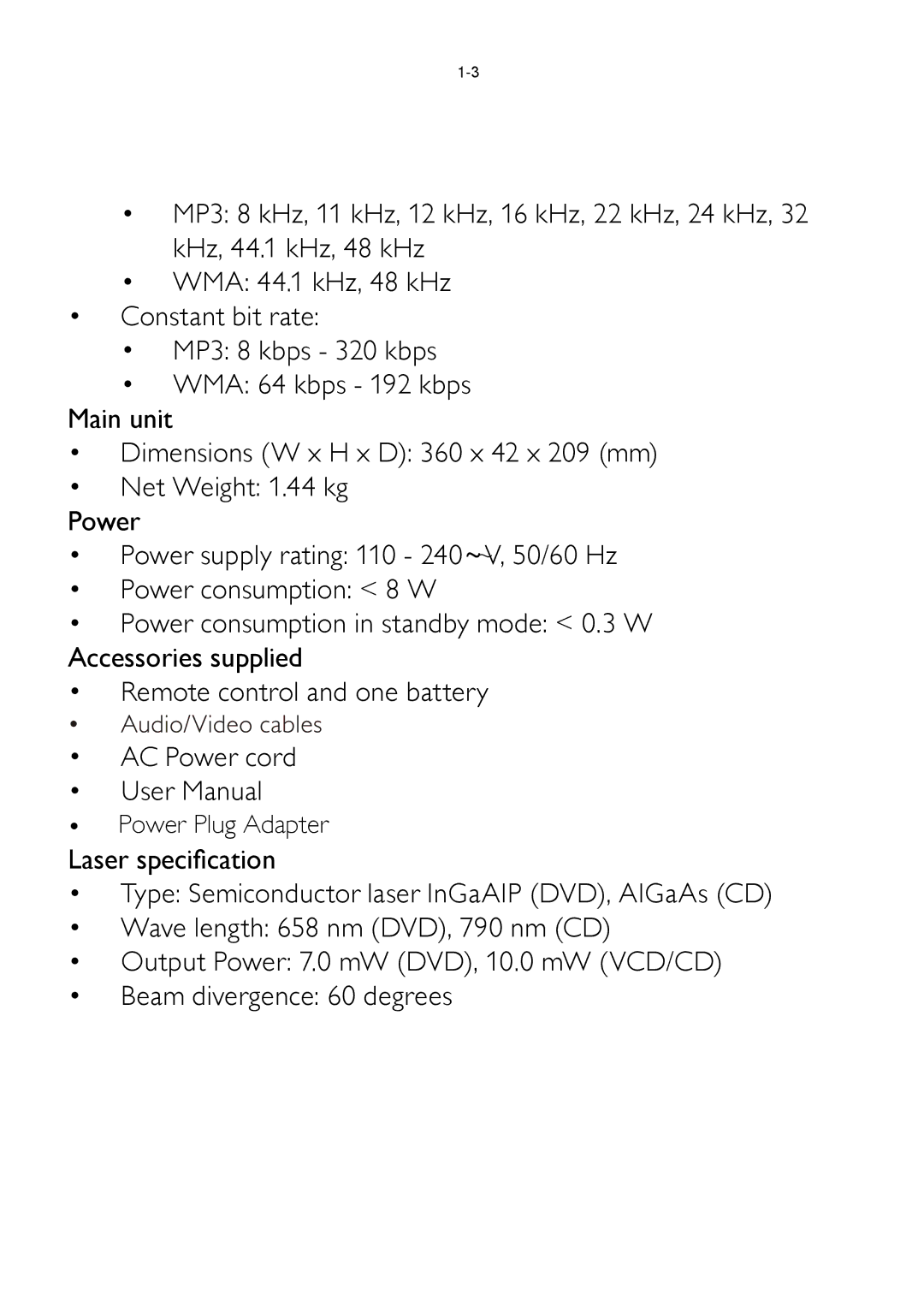 Philips DVP3896, DVP3879, DVP3893, DVP3855, DVP3898, DVP3800 service manual Power Plug Adapter 