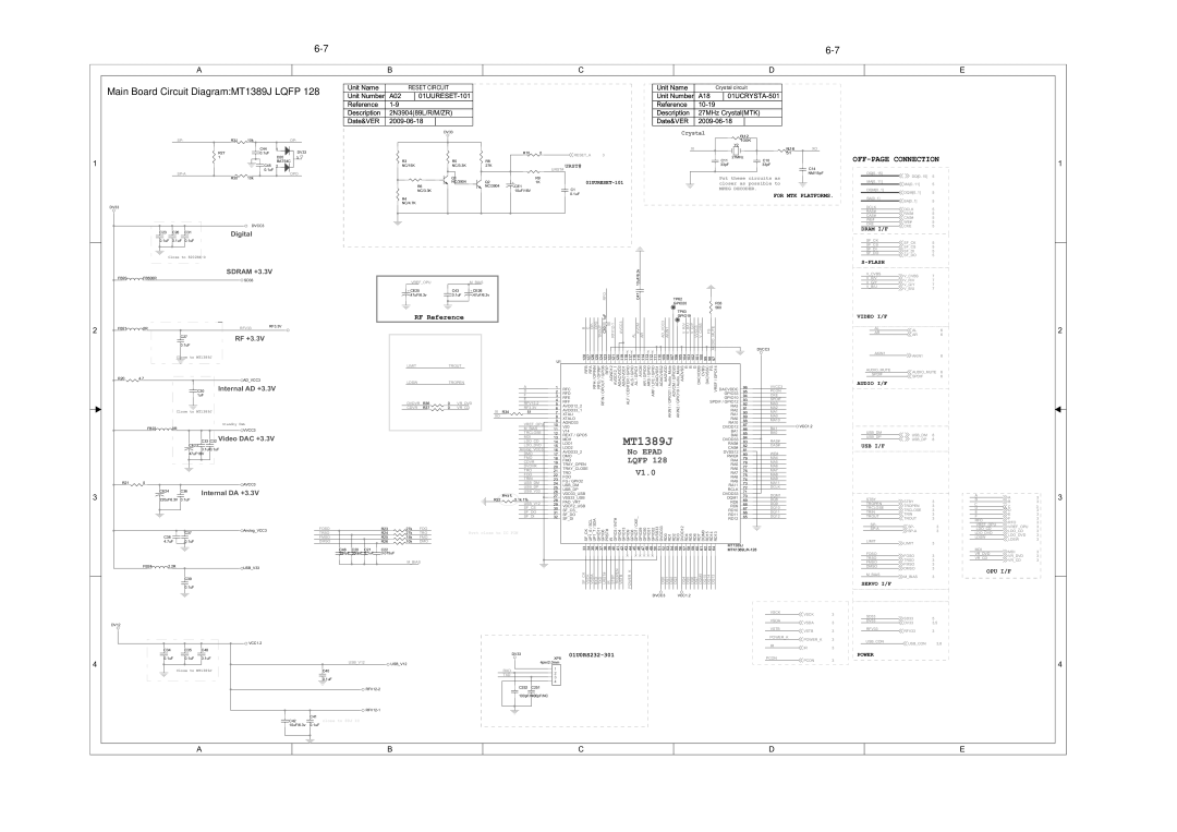 Philips DVP3898, DVP3879, DVP3893, DVP3855, DVP3896, DVP3800 Main Board Circuit DiagramMT1389J Lqfp, 27MHz CrystalMTK 