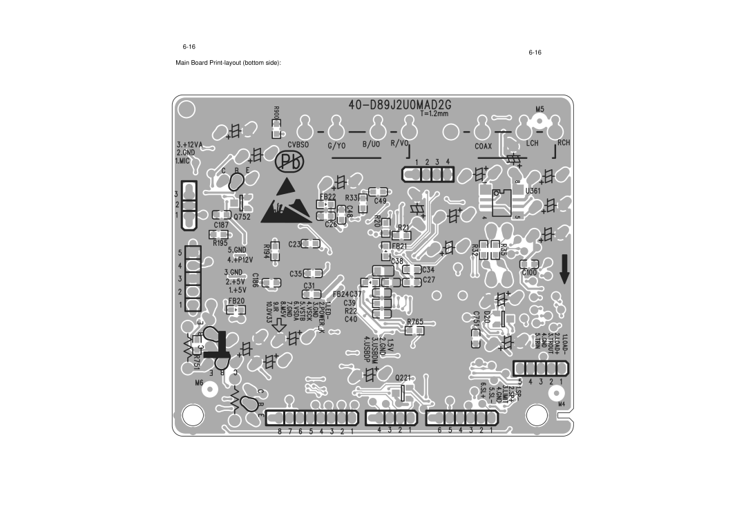 Philips DVP3893, DVP3879, DVP3855, DVP3896, DVP3898, DVP3800 service manual Main Board Print-layout bottom side 