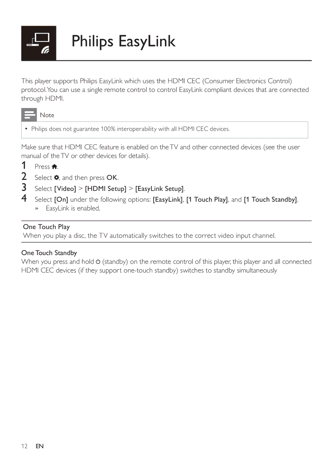 Philips DVP3880 user manual Philips EasyLink 