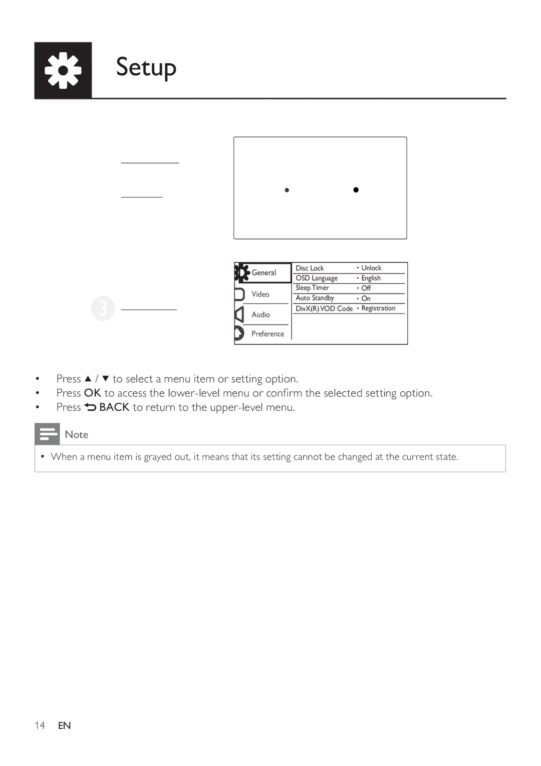 Philips DVP3880 user manual Setup 