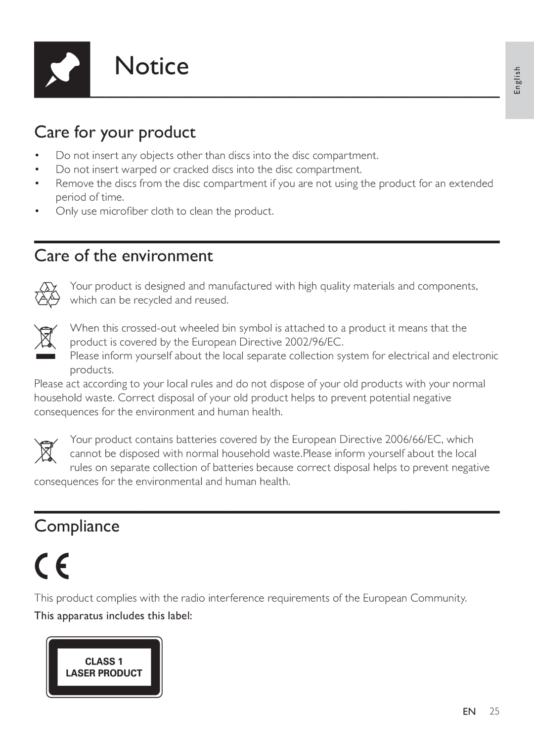 Philips DVP3880 user manual Care for your product, Care of the environment, Compliance 