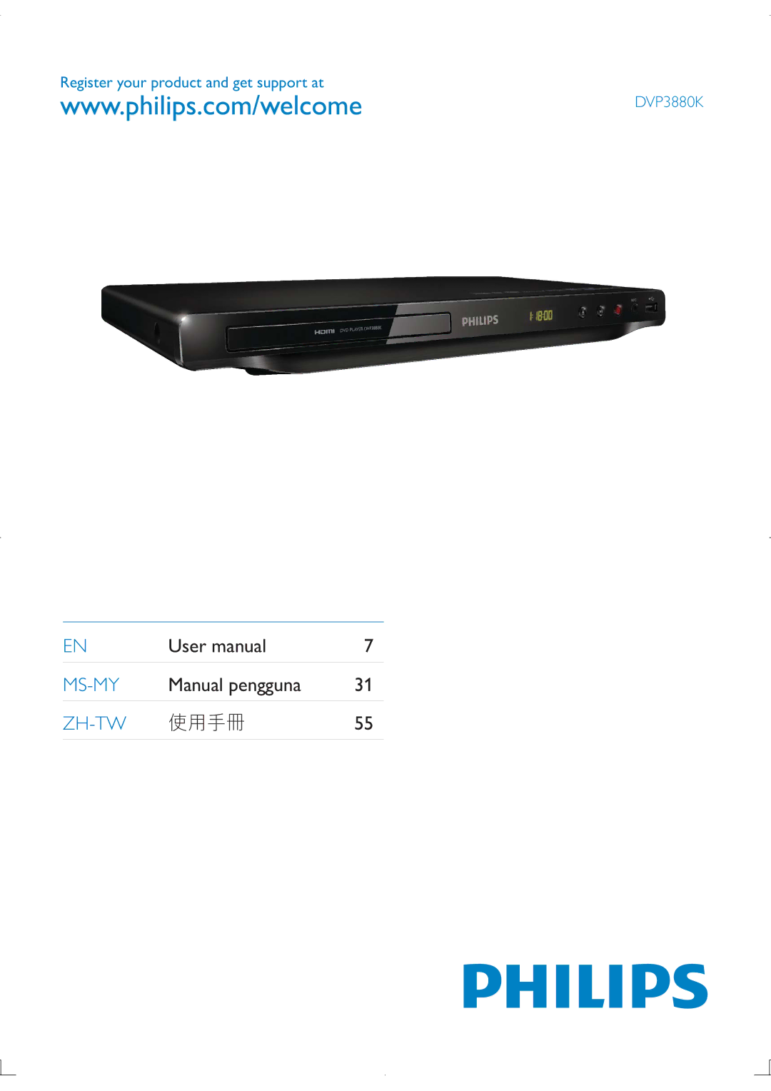 Philips DVP3880K user manual Ms-My 