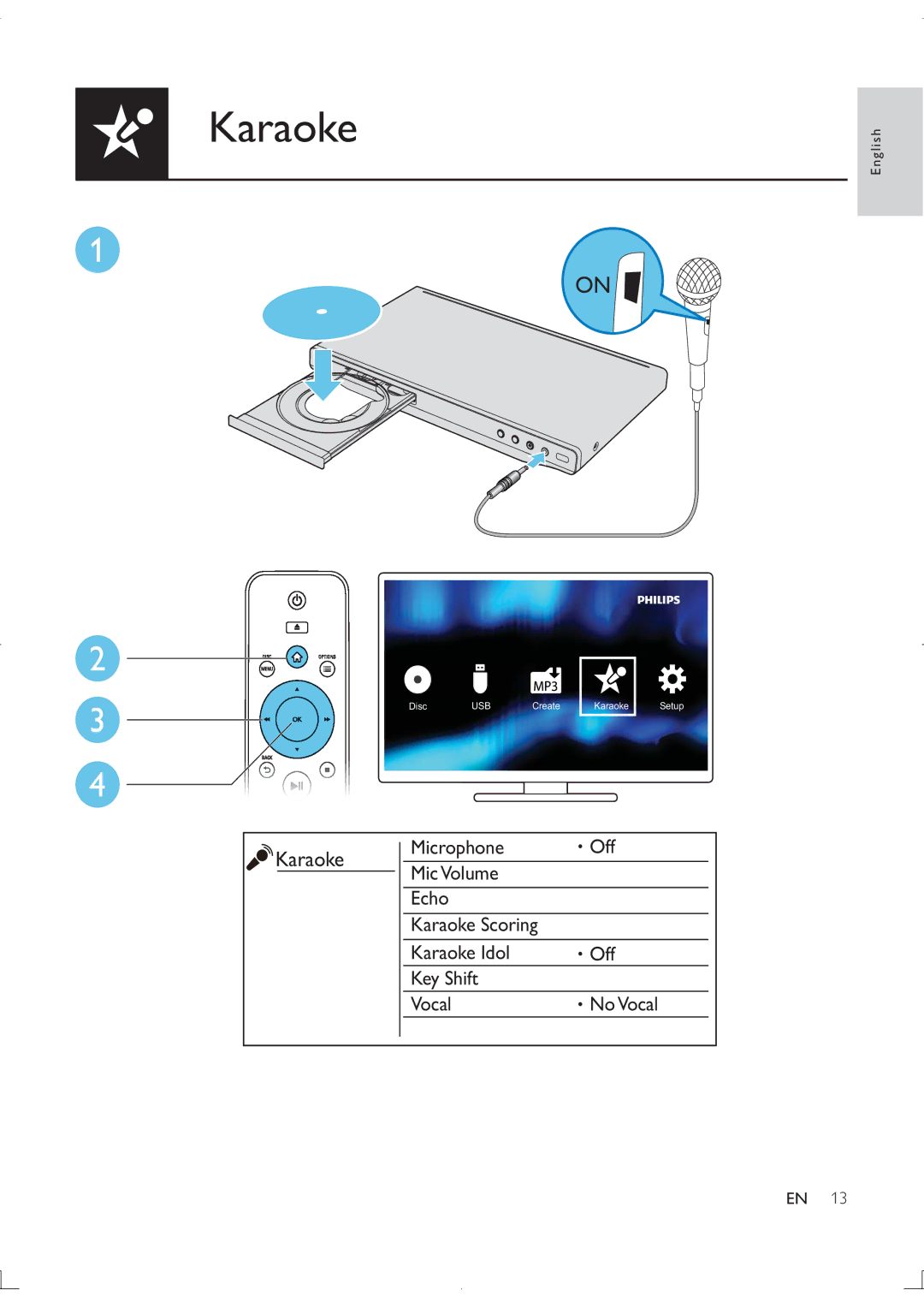 Philips DVP3880K user manual Karaoke 