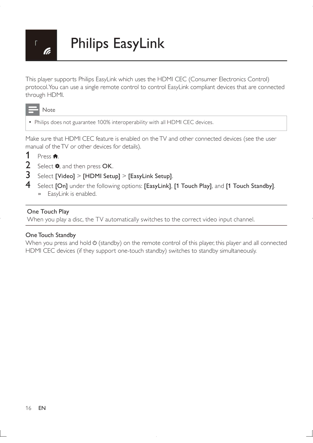 Philips DVP3880K user manual Philips EasyLink 