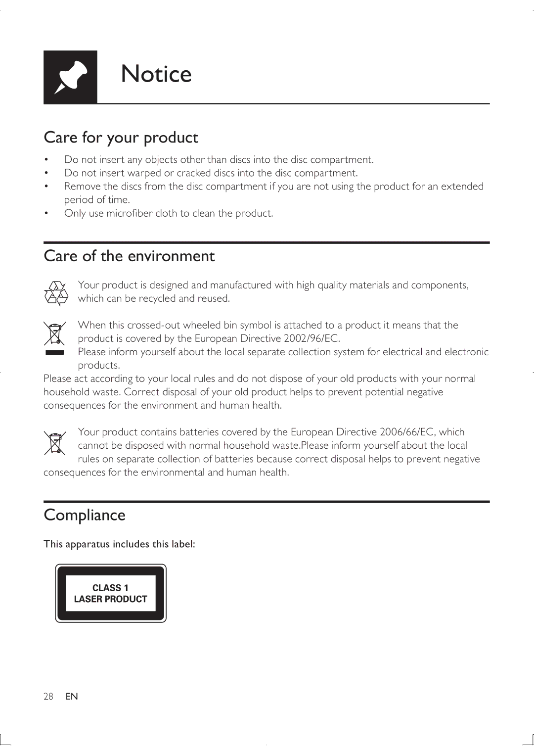 Philips DVP3880K user manual Care for your product, Care of the environment, Compliance 