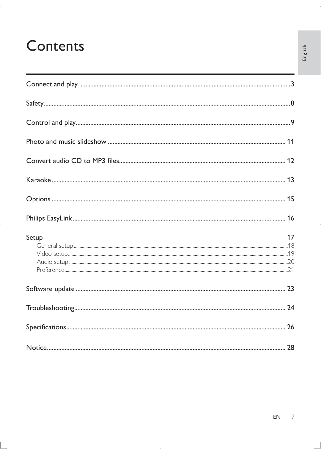 Philips DVP3880K user manual Contents 