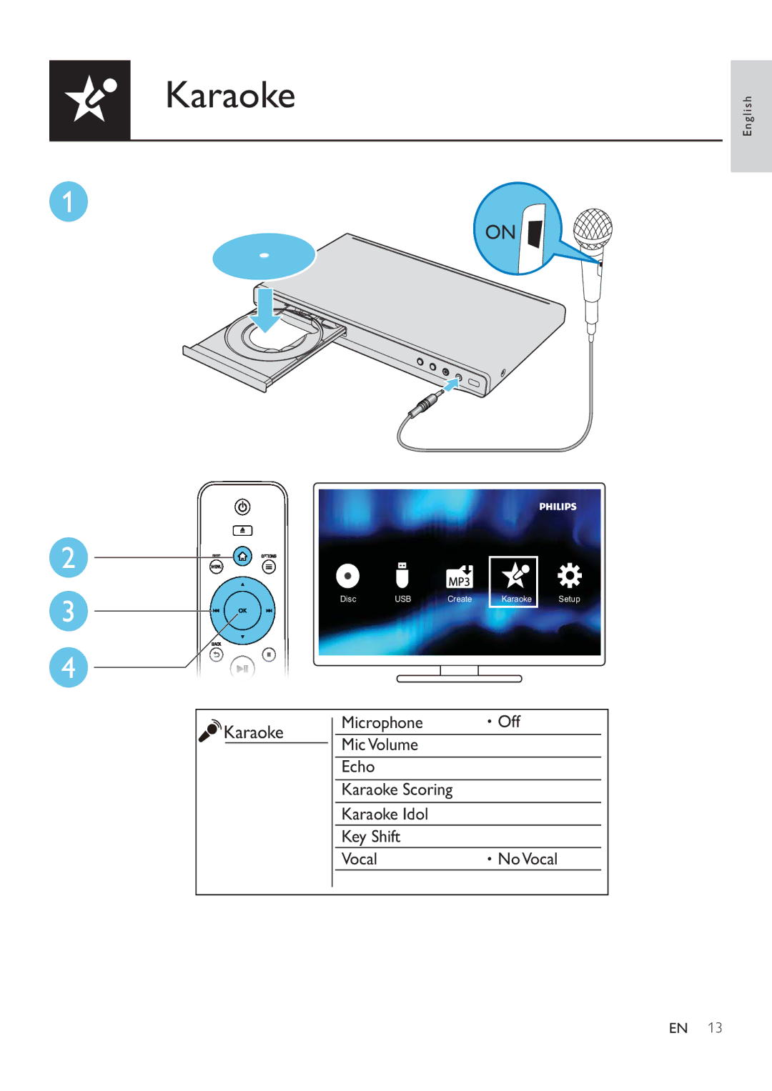 Philips DVP3880K user manual Karaoke 