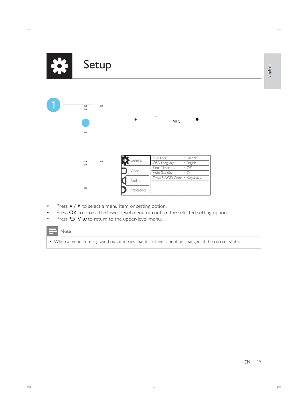 Philips DVP3888 user manual Setup, Audio 