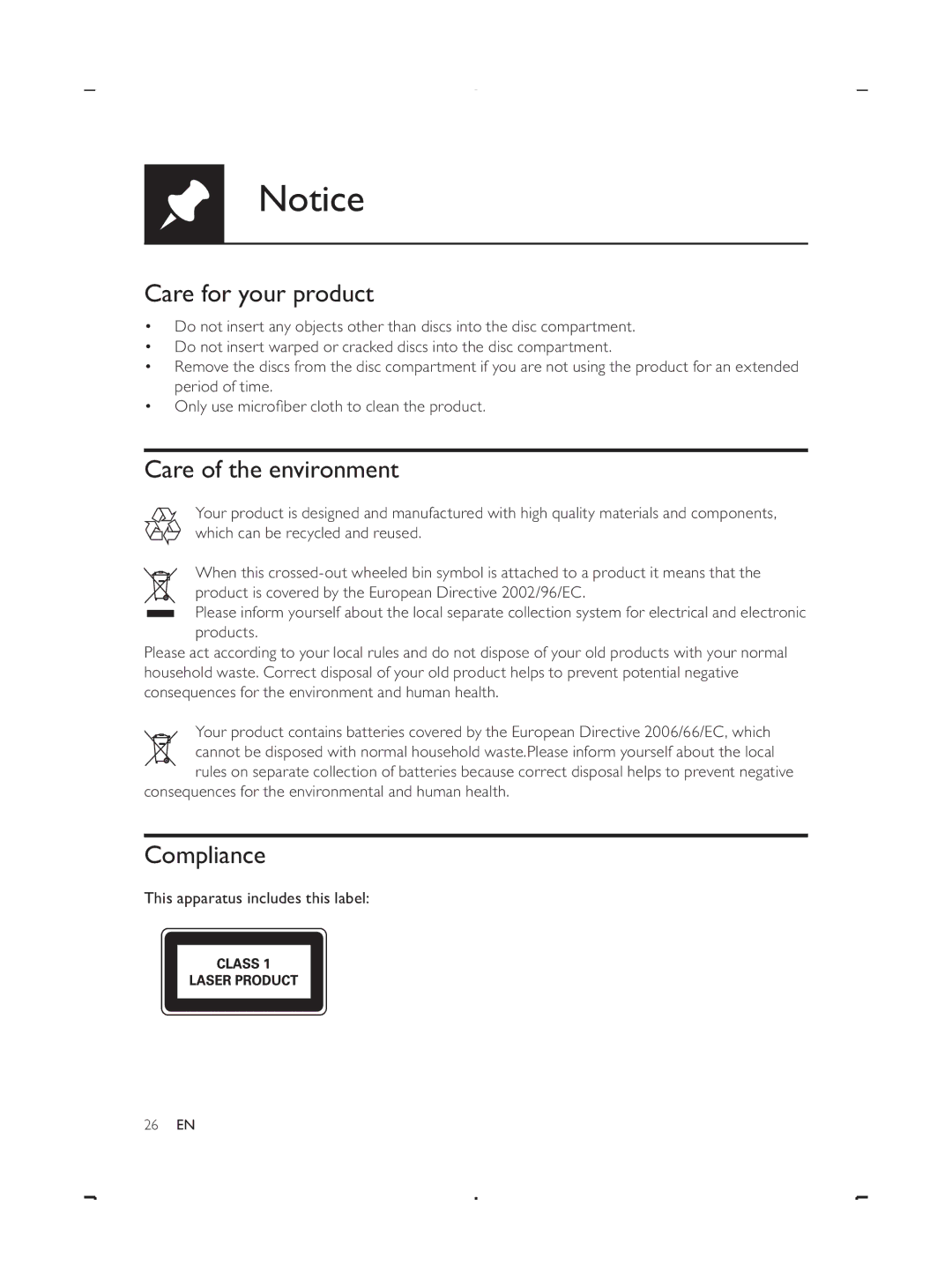 Philips DVP3888 user manual Care for your product, Care of the environment, Compliance 