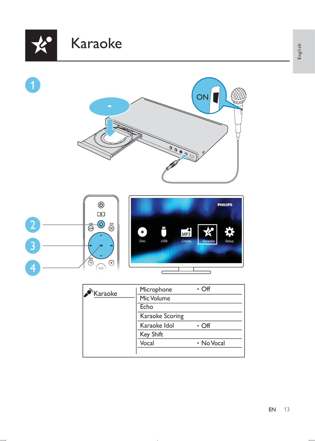 Philips DVP3888K user manual Karaoke 